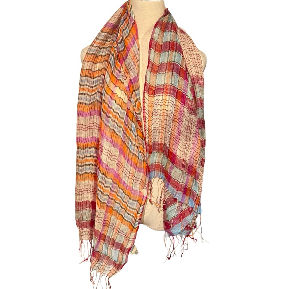 Epice Paris checked linen gauze scarf stole
